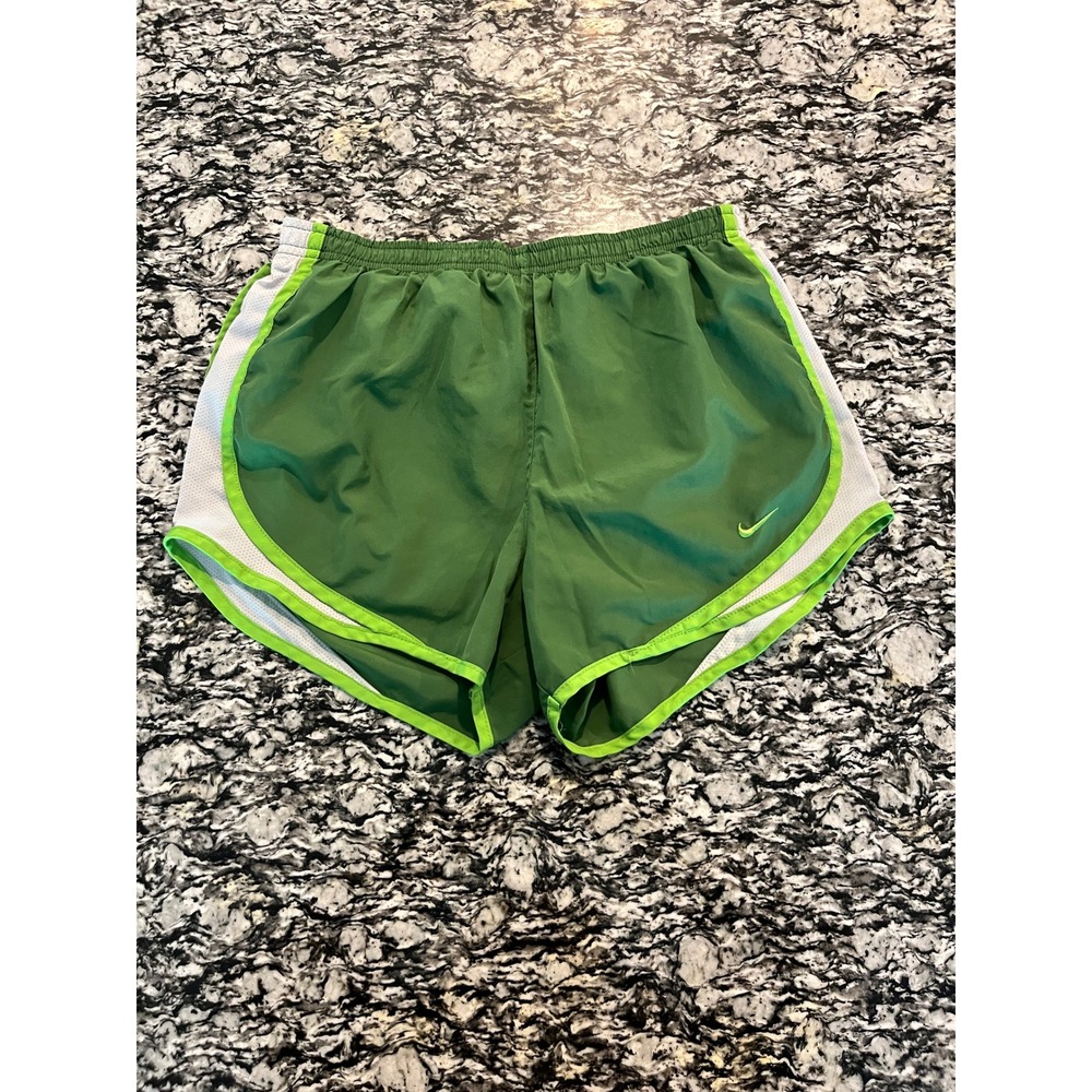 Nike Tempo Running Shorts Green White Mesh Trim‎ Womens Athletic Training